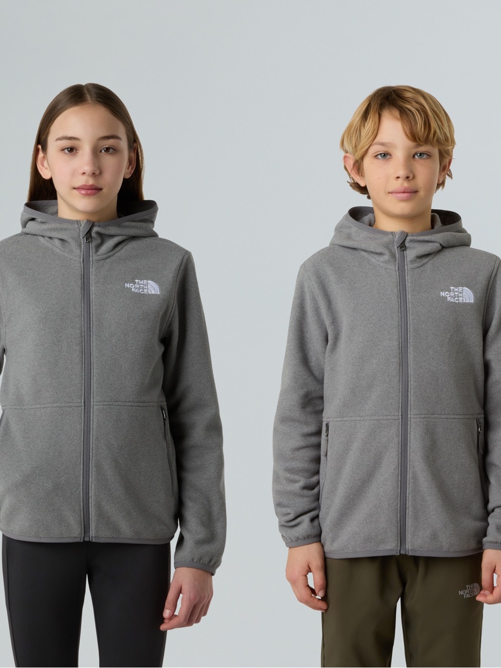 NWY❤️The North Face Kids' Gray Full-Zip Hooded Fleece sz12